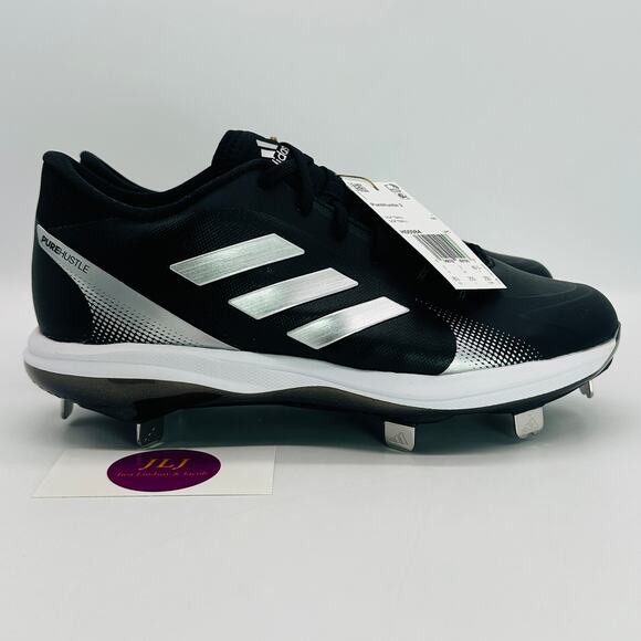 Adidas Women's PureHustle 2 Metal Softball Cleats Black/Silver H00984 Size 8.5 - Picture 1 of 10
